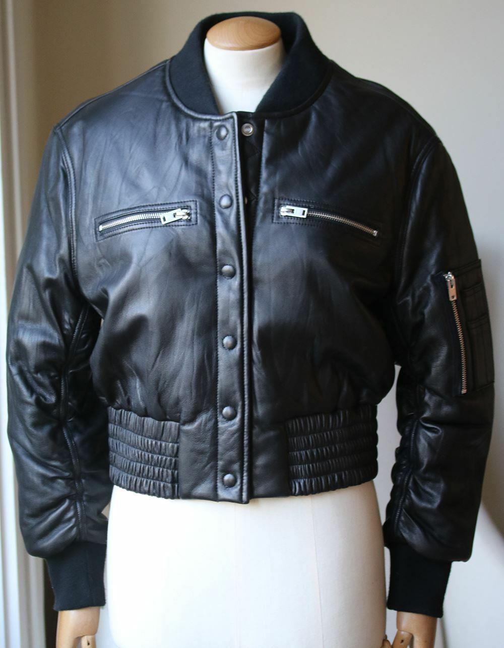 IRO COLOMBE LEATHER BOMBER JACKET FR 40 UK 12