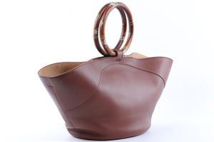 THE ROW BROWN MARKET LEATHER TOTE BAG
