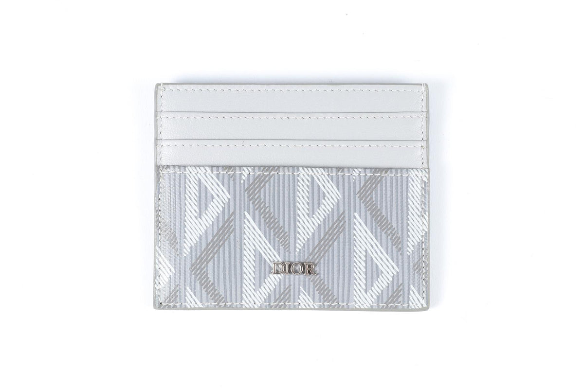 CHRISTIAN DIOR GREY LEATHER CARD HOLDER