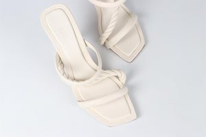 JIMMY CHOO WHITE LEATHER SANDALS EU 40.5 UK 7.5 US 10.5