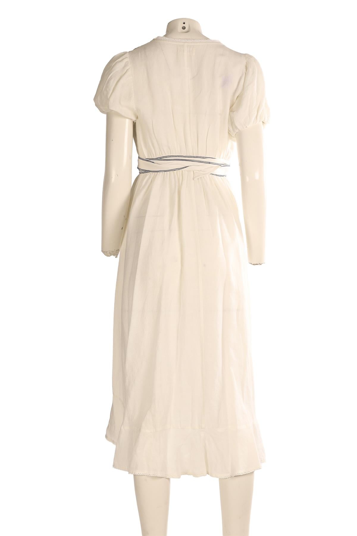M.A.B.E WHITE COTTON MIDI DRESS XSMALL