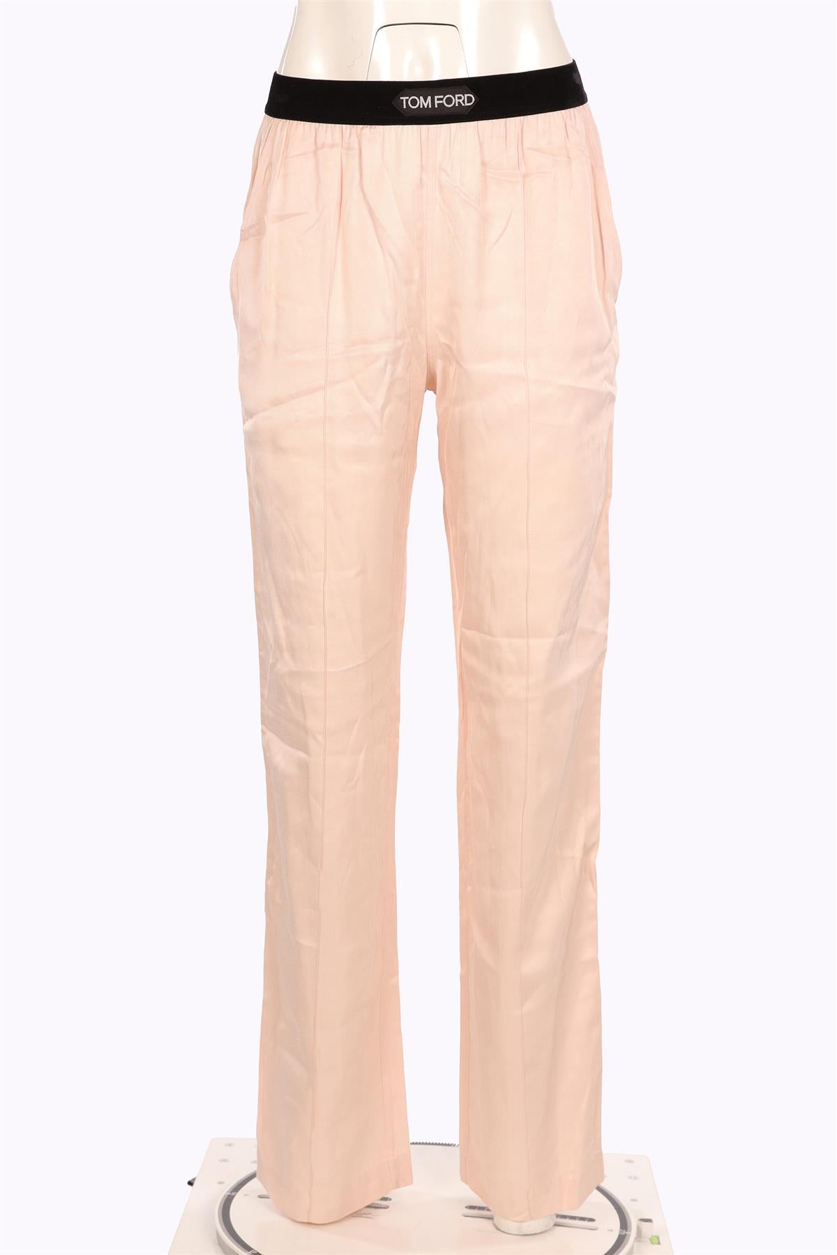 TOM FORD PINK SATIN STRAIGHT LEG PANTS XSMALL