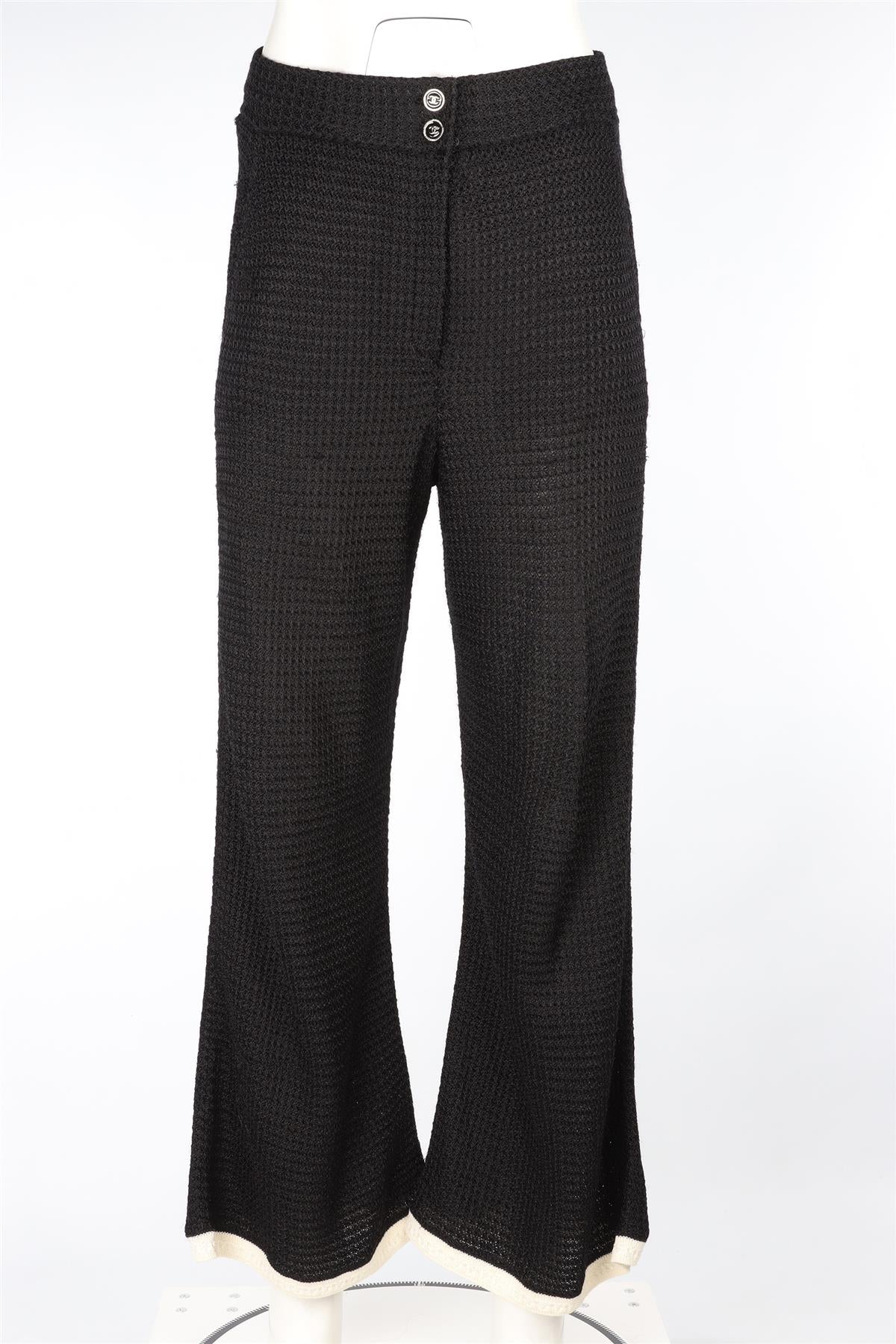 CHANEL BLACK 2024 COTTON FLARED PANTS FR 40 UK 12