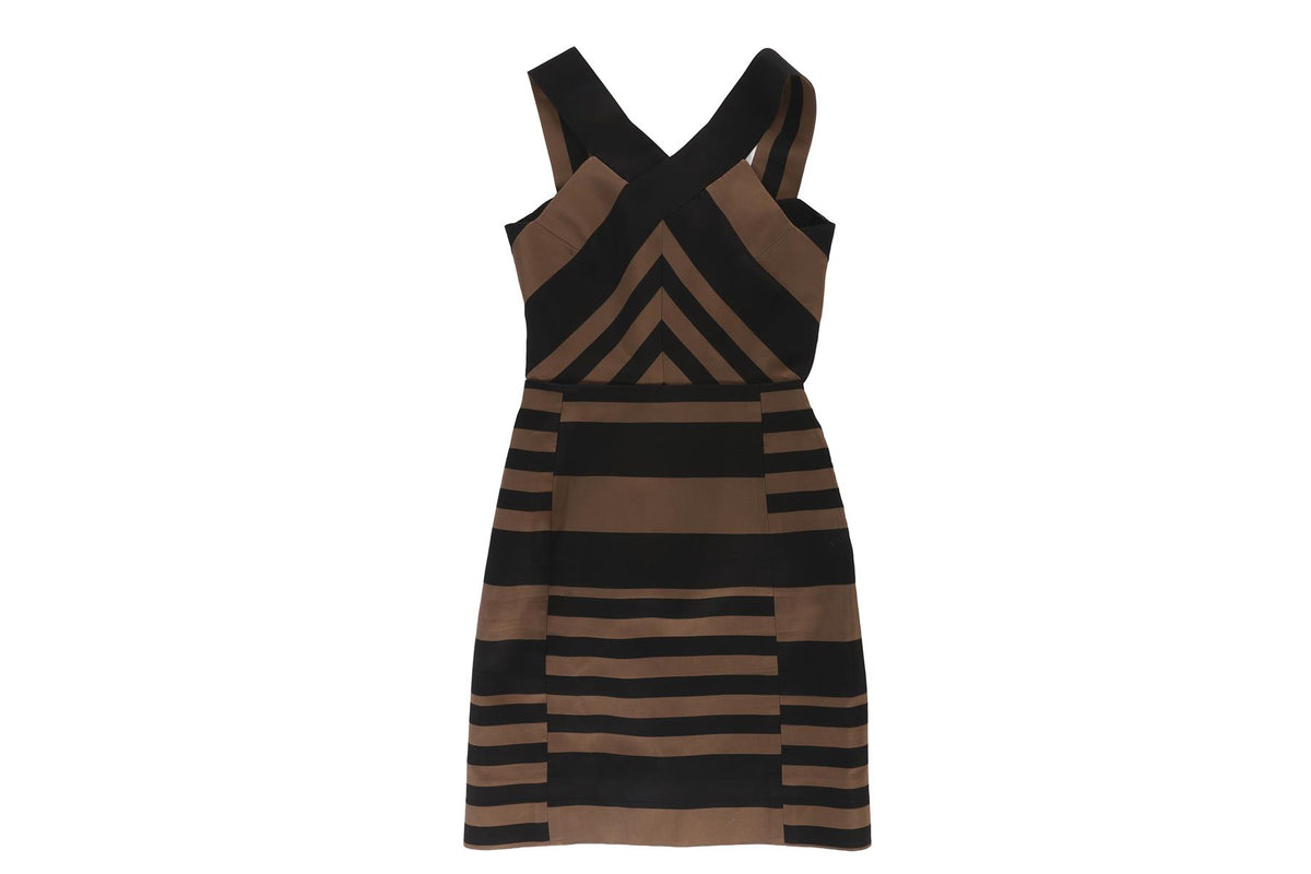LANVIN BROWN COTTON MINI DRESS FR 36 UK 8