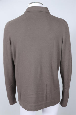 LORO PIANA KHAKI MEN'S CASHMERE POLO SWEATER IT 56 UK 46