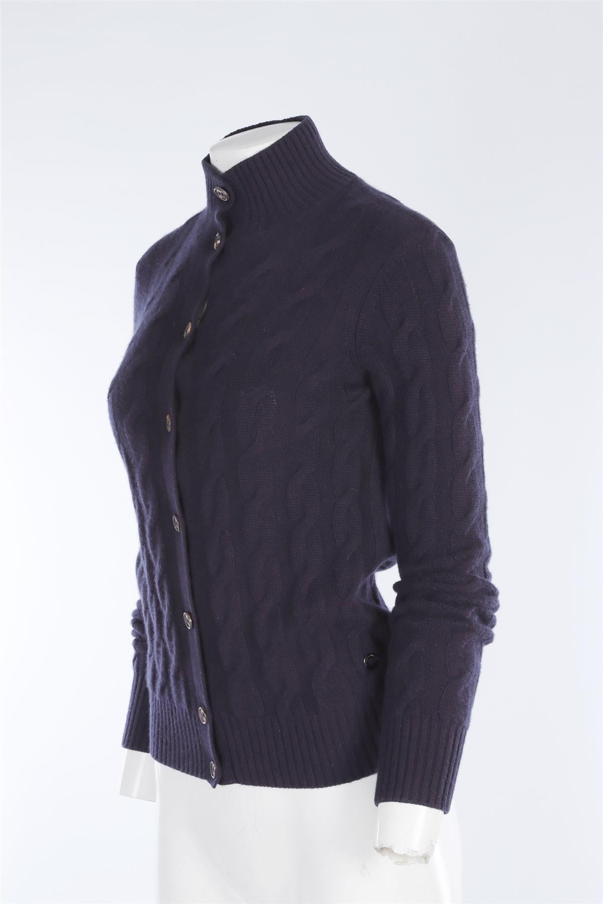 LORO PIANA NAVY CASHMERE CARDIGAN IT 38 UK 6