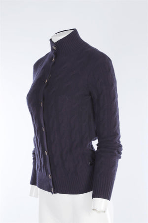 LORO PIANA NAVY CASHMERE CARDIGAN IT 38 UK 6