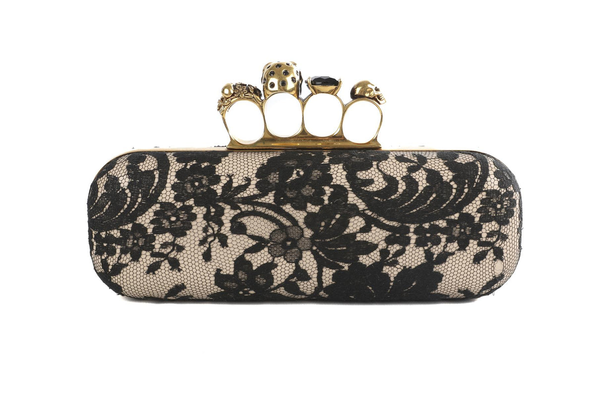 ALEXANDER MCQUEEN BLACK KNUCKLE LACE CLUTCH