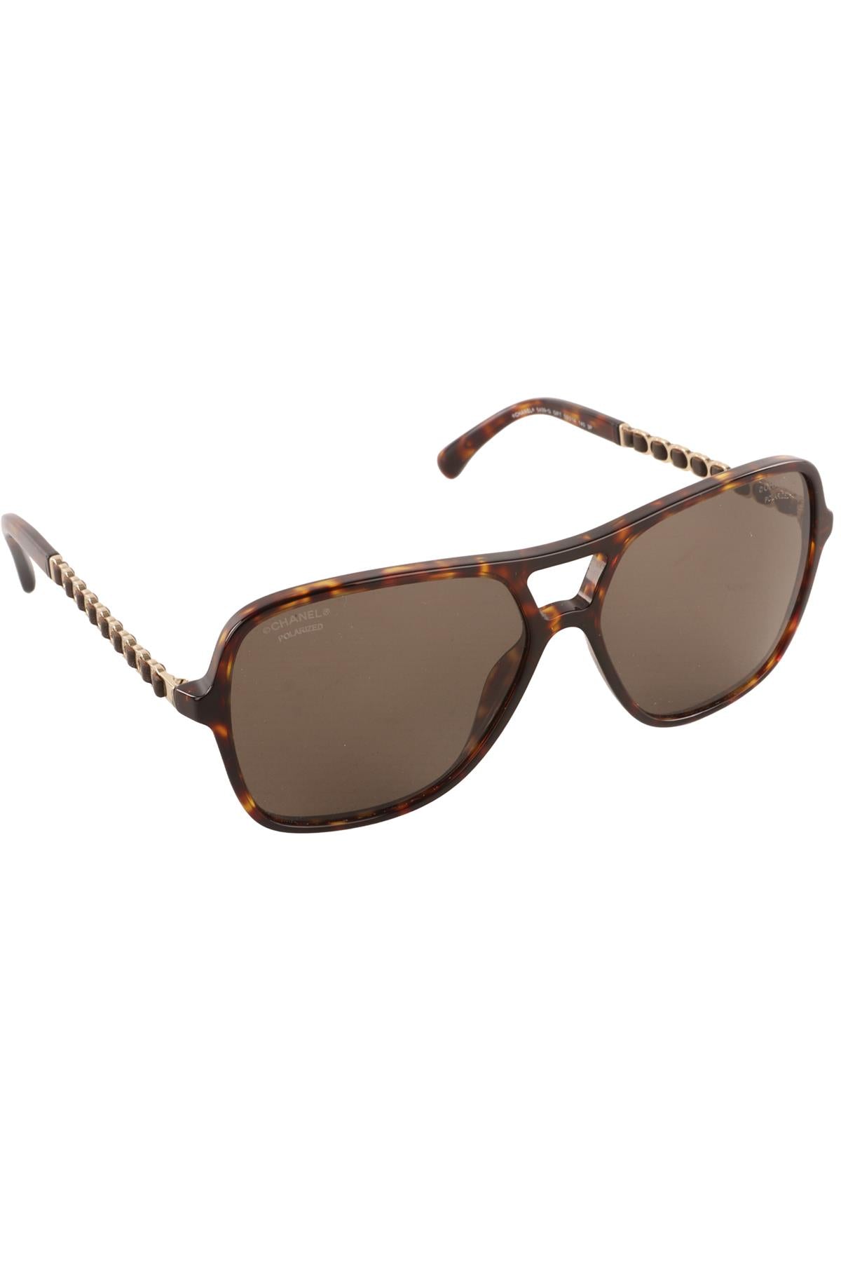 CHANEL BROWN D-FRAME ACETATE SUNGLASSES
