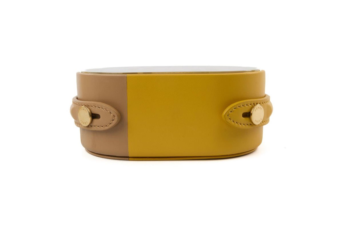 FENDI YELLOW O'LOCK OVAL LEATHER TRINKET BOX
