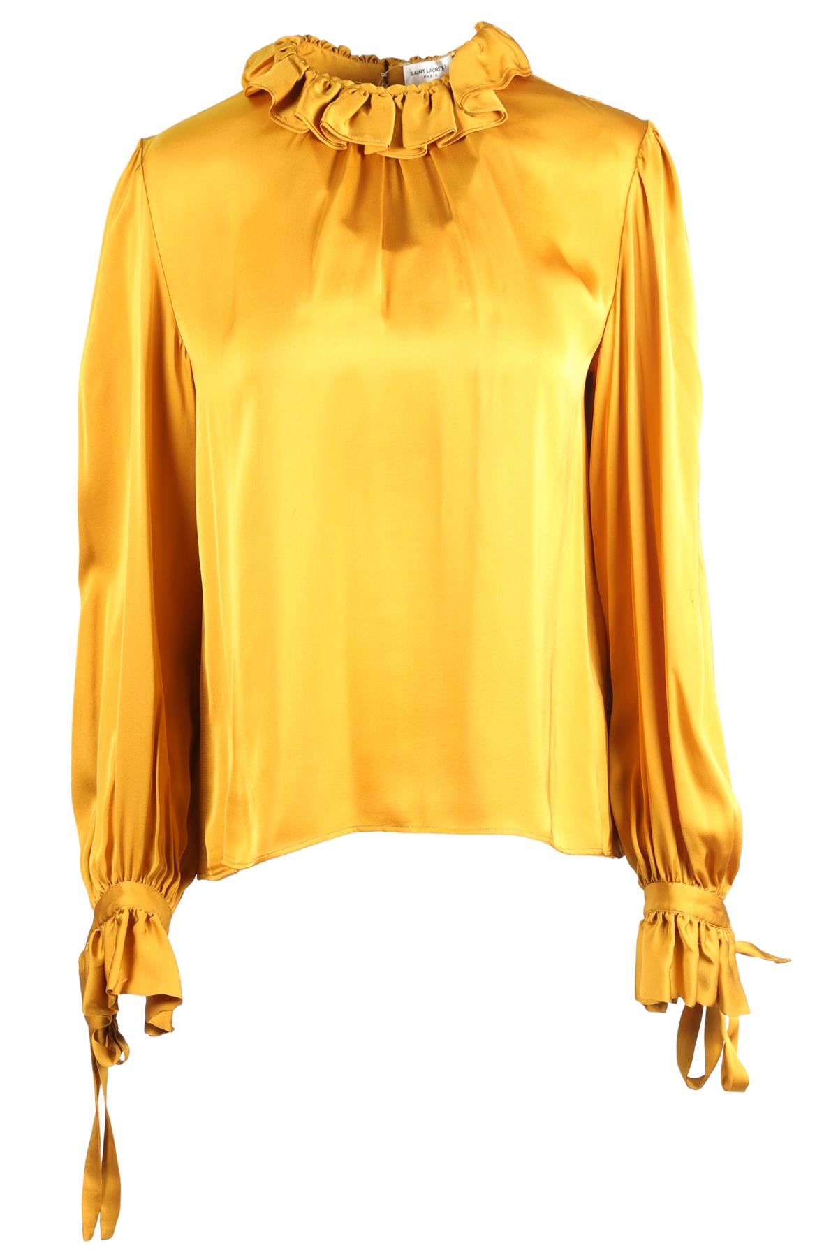SAINT LAURENT YELLOW SILK TOP FR 38 UK 10