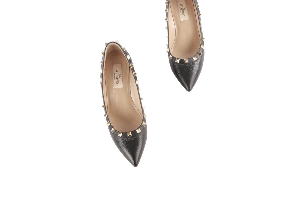 VALENTINO GARAVANI BLACK LEATHER WEDGE PUMPS EU 35 UK 2 US 5