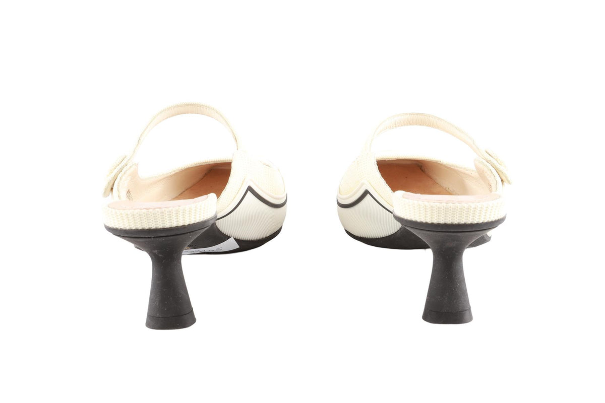 CHRISTIAN DIOR CREAM D MOTION CANVAS MULES EU 38 UK 5 US 8