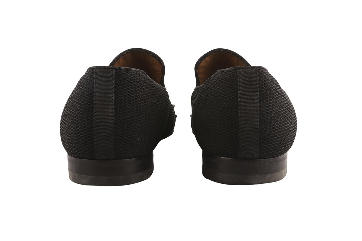 CHRISTIAN LOUBOUTIN BLACK MEN'S FABRIC LOAFERS EU 43.5 UK 9.5 US 10.5
