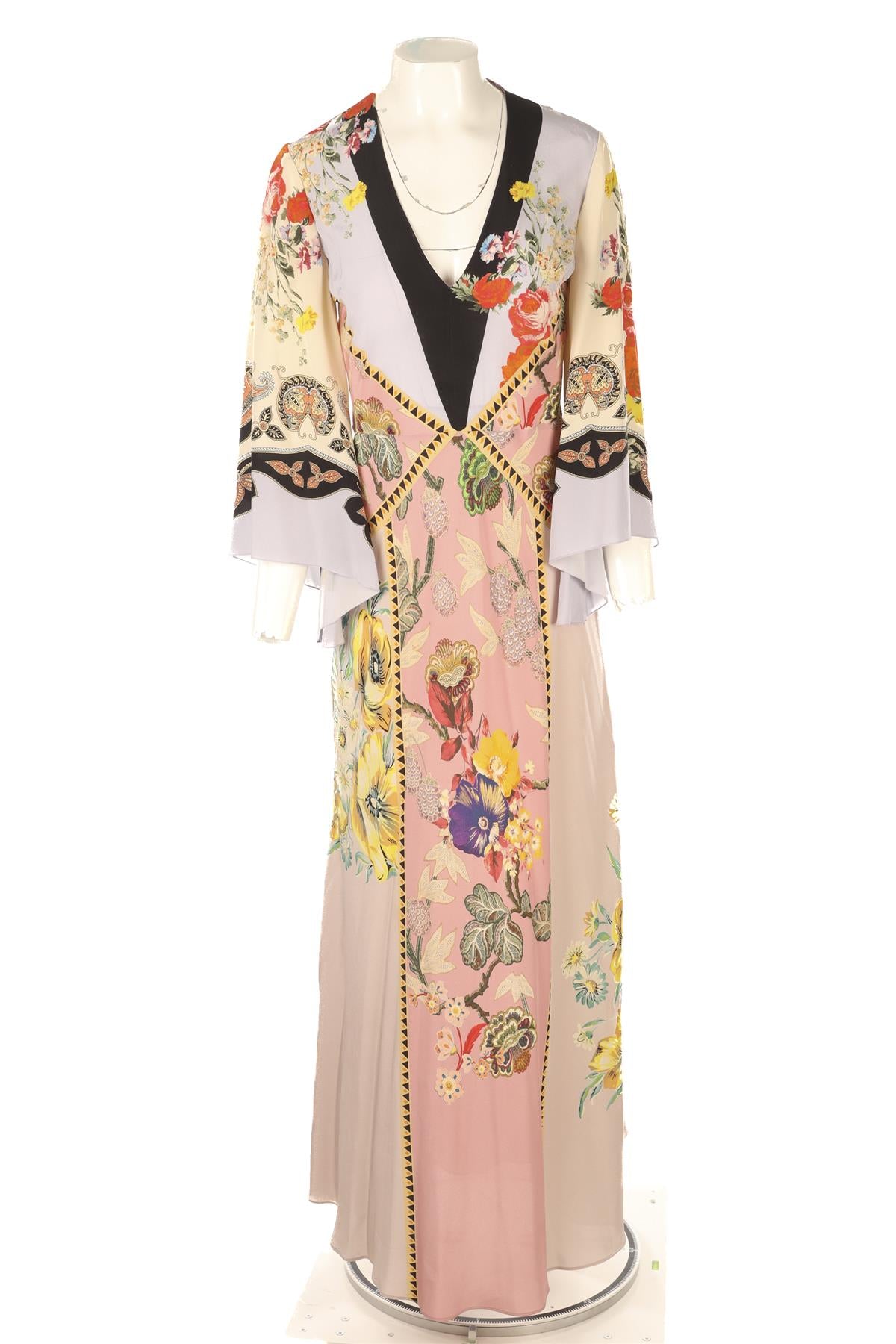 ETRO MULTI SILK MAXI DRESS IT 40 UK 8