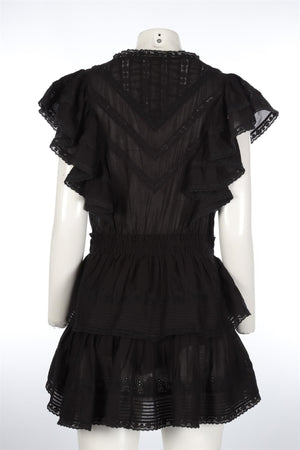 LOVESHACKFANCY BLACK COTTON MINI DRESS LARGE