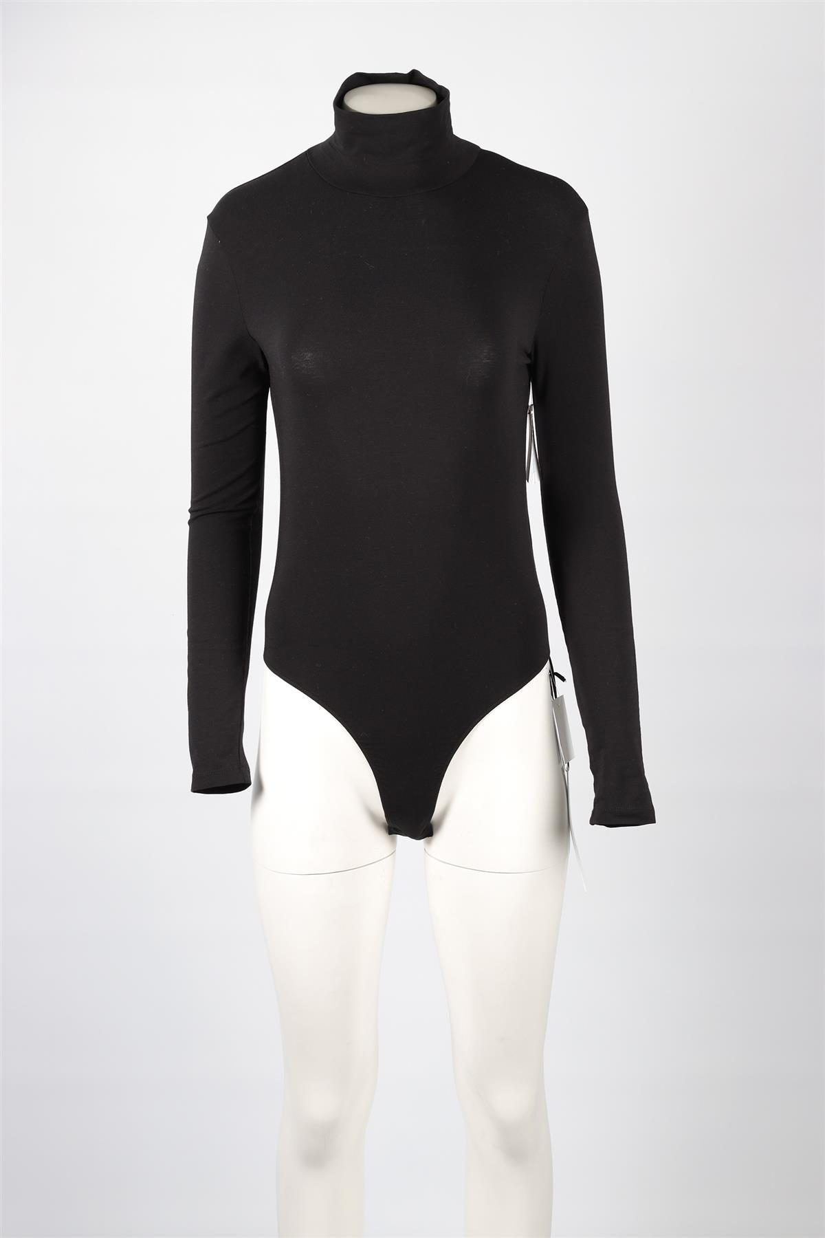 ANOTHER TOMORROW BLACK COTTON BODYSUIT SMALL