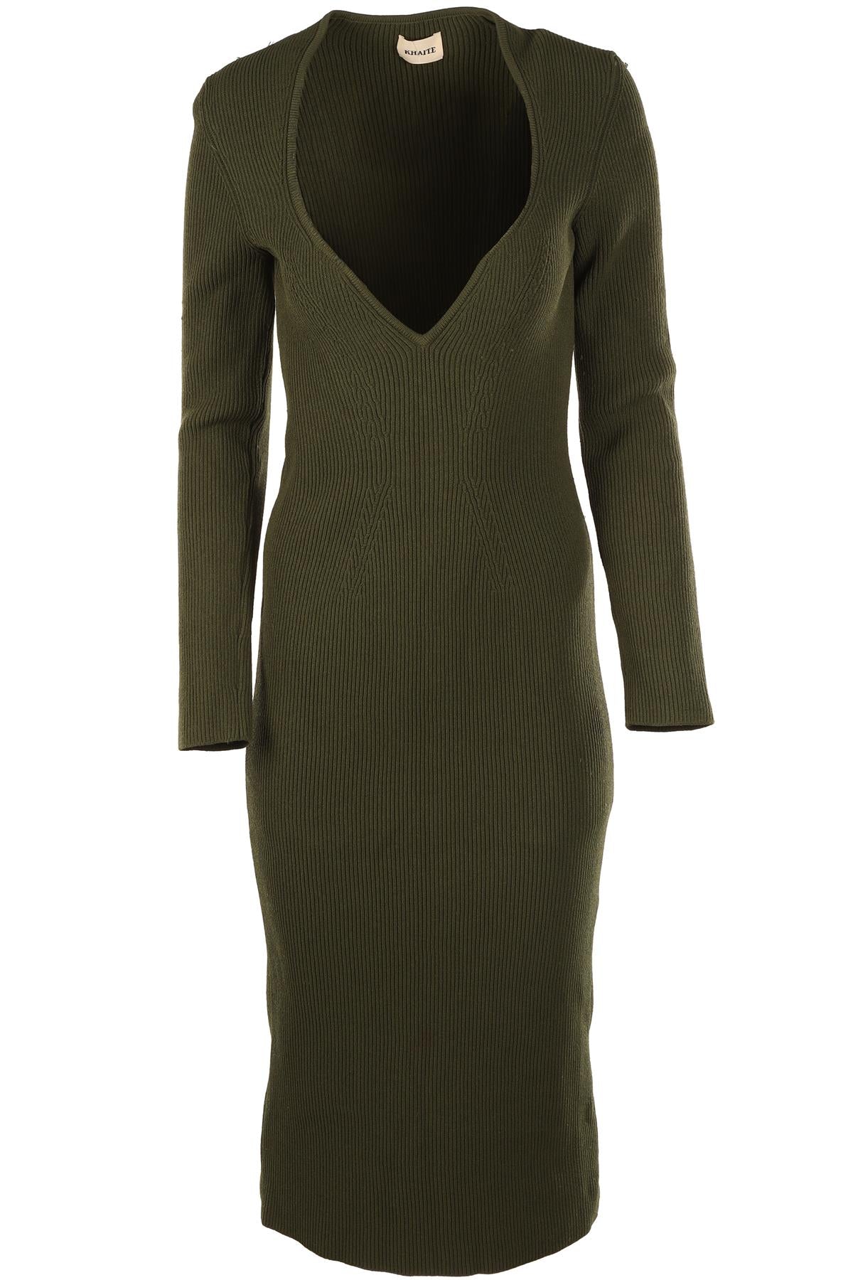 KHAITE GREEN KNIT MAXI DRESS LARGE
