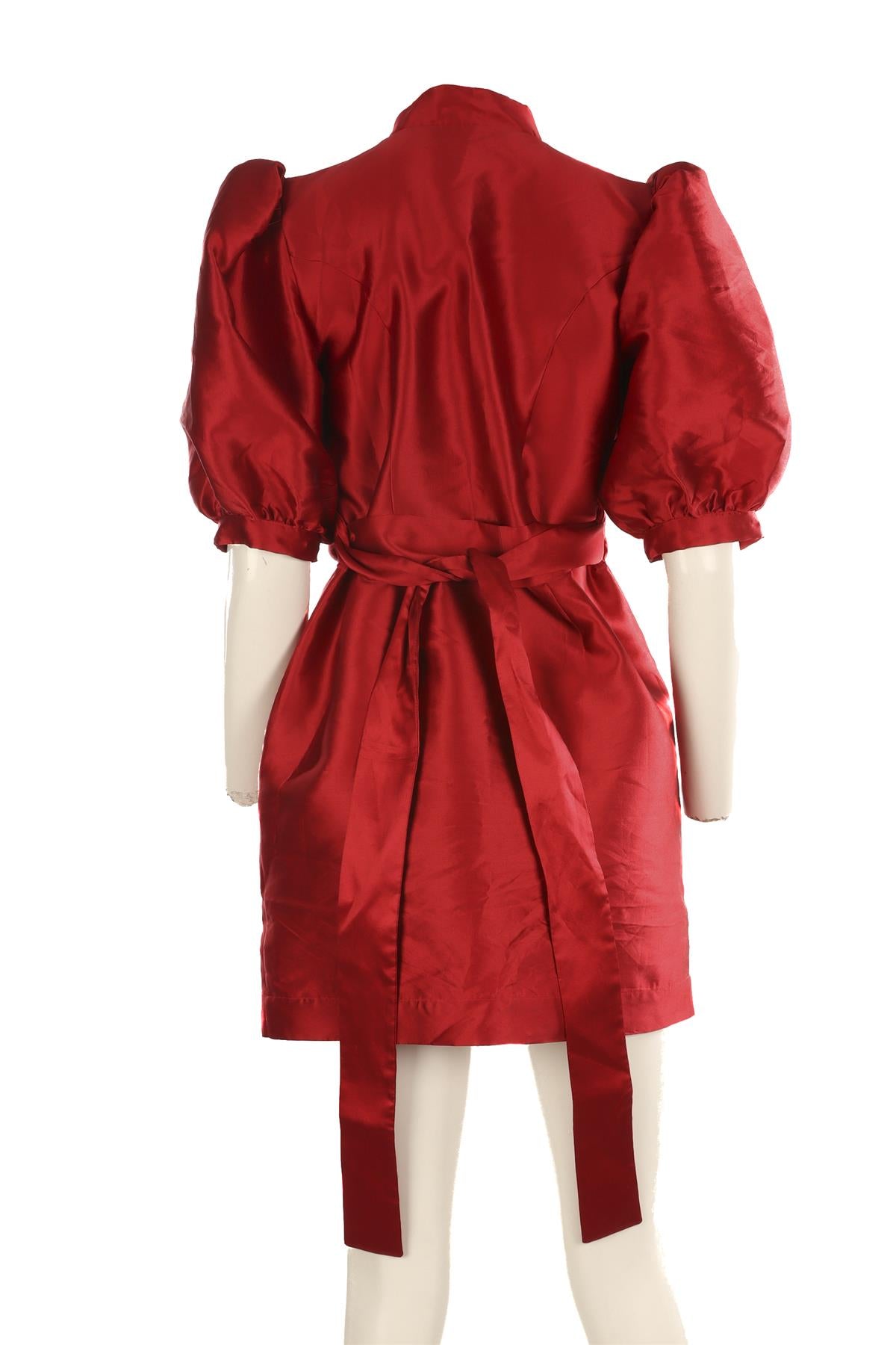 DESTREE RED SILK MINI DRESS LARGE