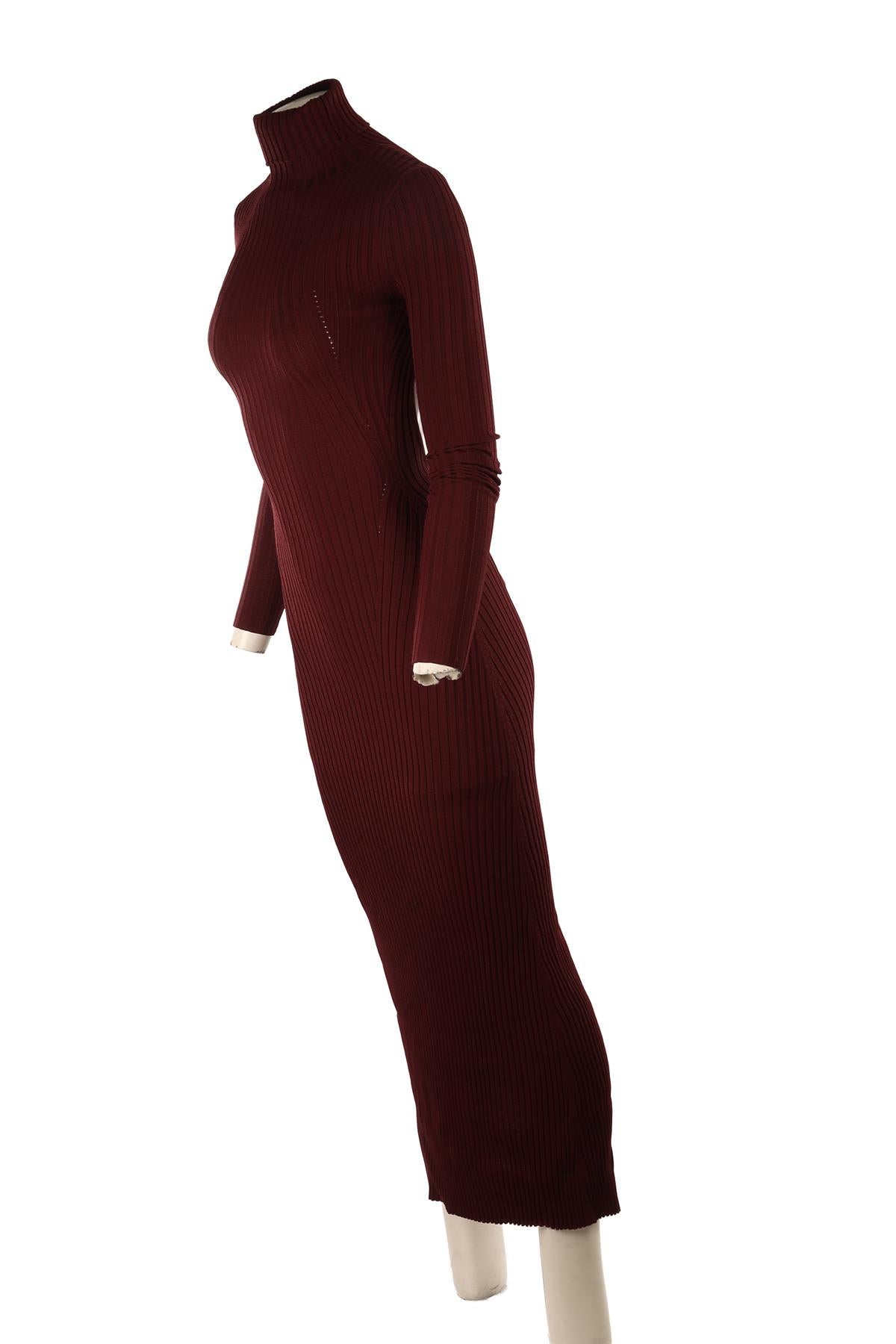 ARAKII BURGUNDY KNIT MAXI DRESS XSMALL