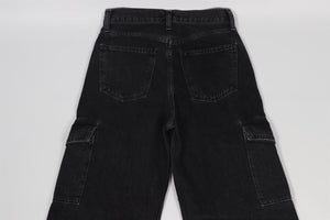 AGOLDE BLACK WIDE LEG JEANS W 24 UK 6