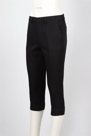 MIU MIU BLACK WOOL CROPPED TROUSERS IT 38 UK 6