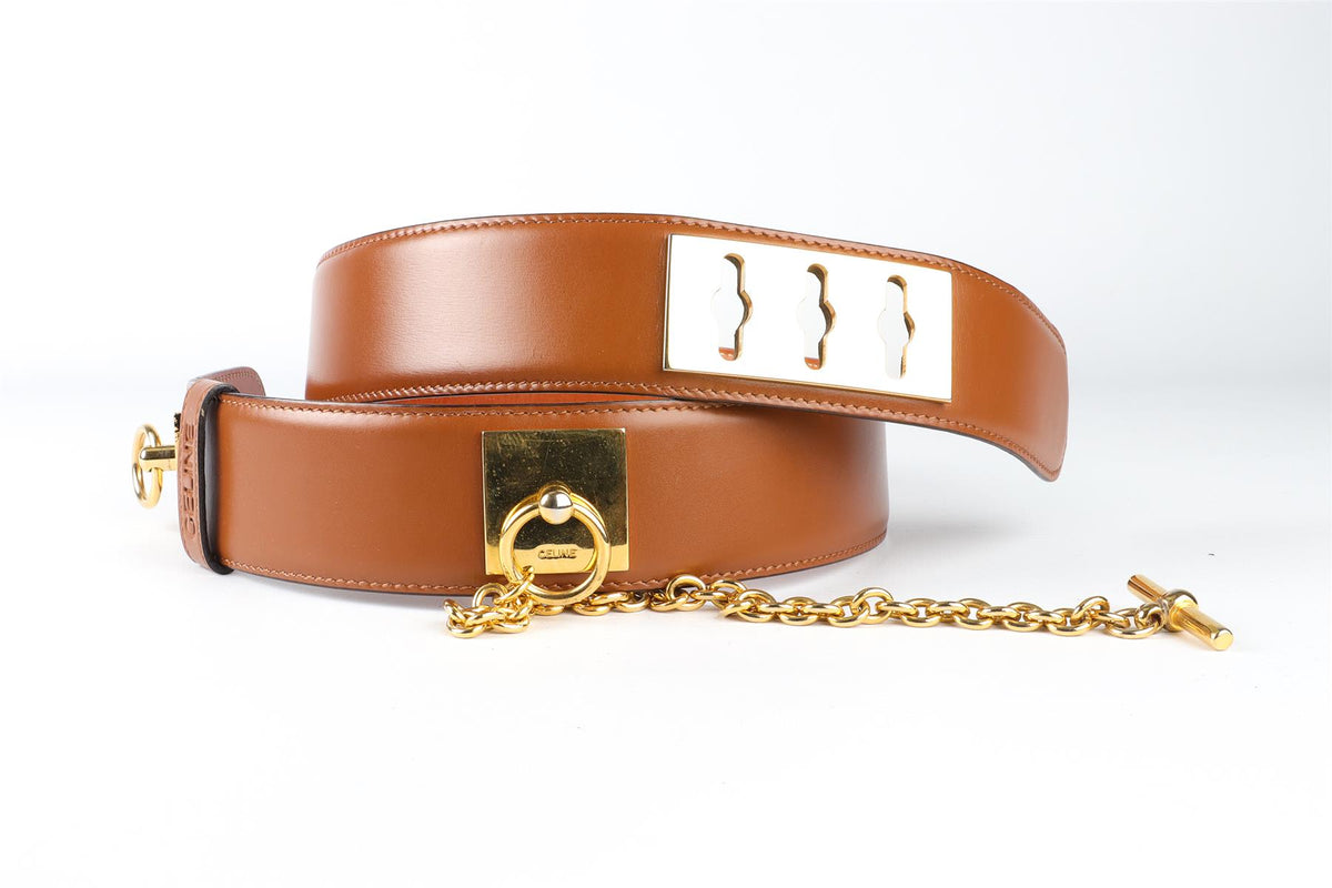 CELINE BROWN LEATHER BELT