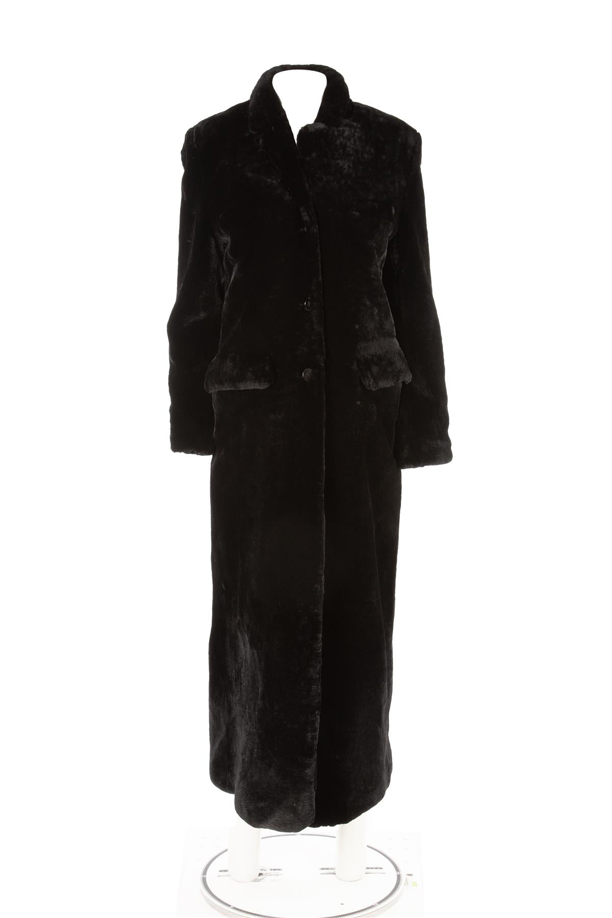 NOUR HAMMOUR BLACK RAYA SHEARLING COAT FR 36 UK 8