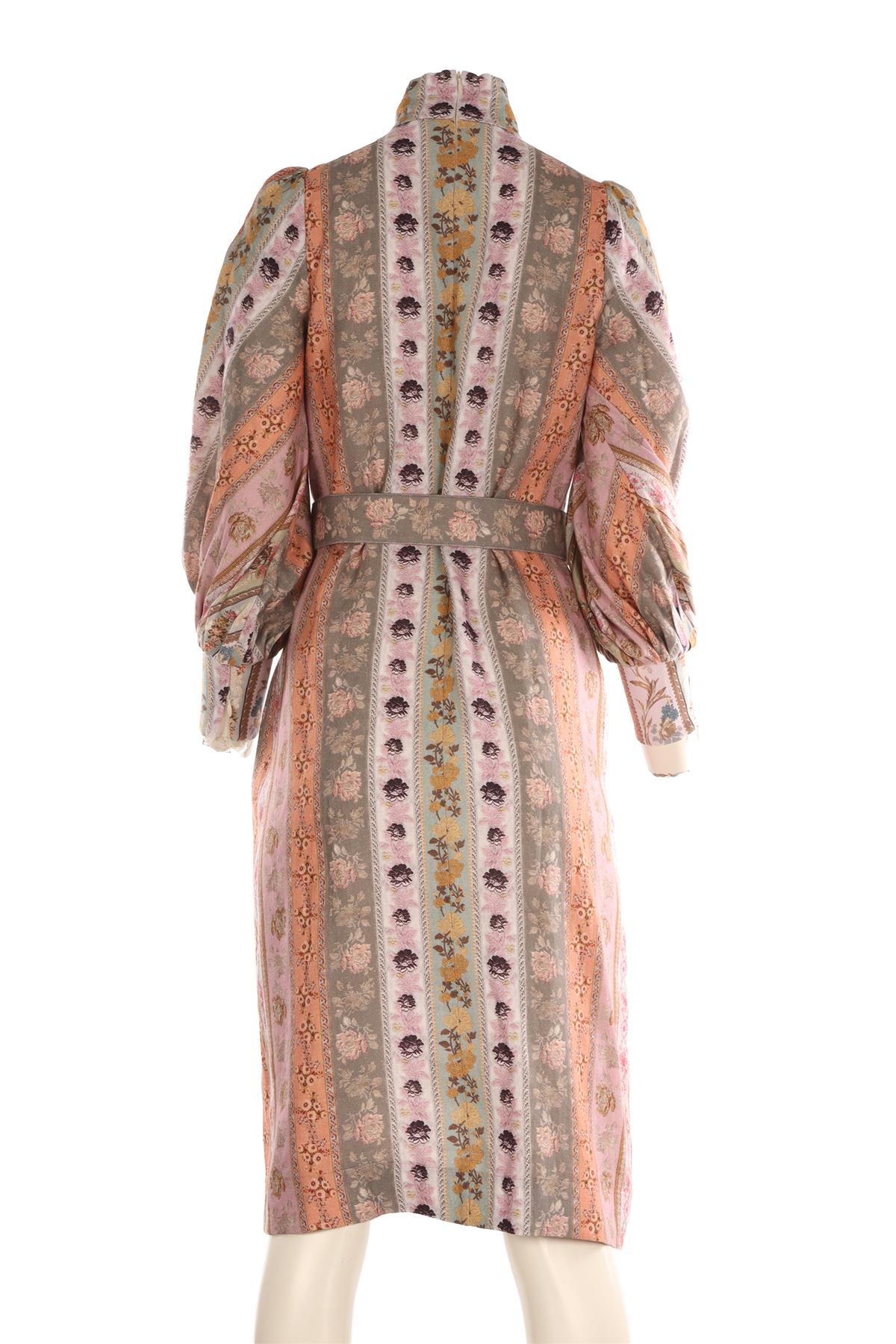 ZIMMERMANN MULTI LINEN MIDI DRESS 0 UK 8