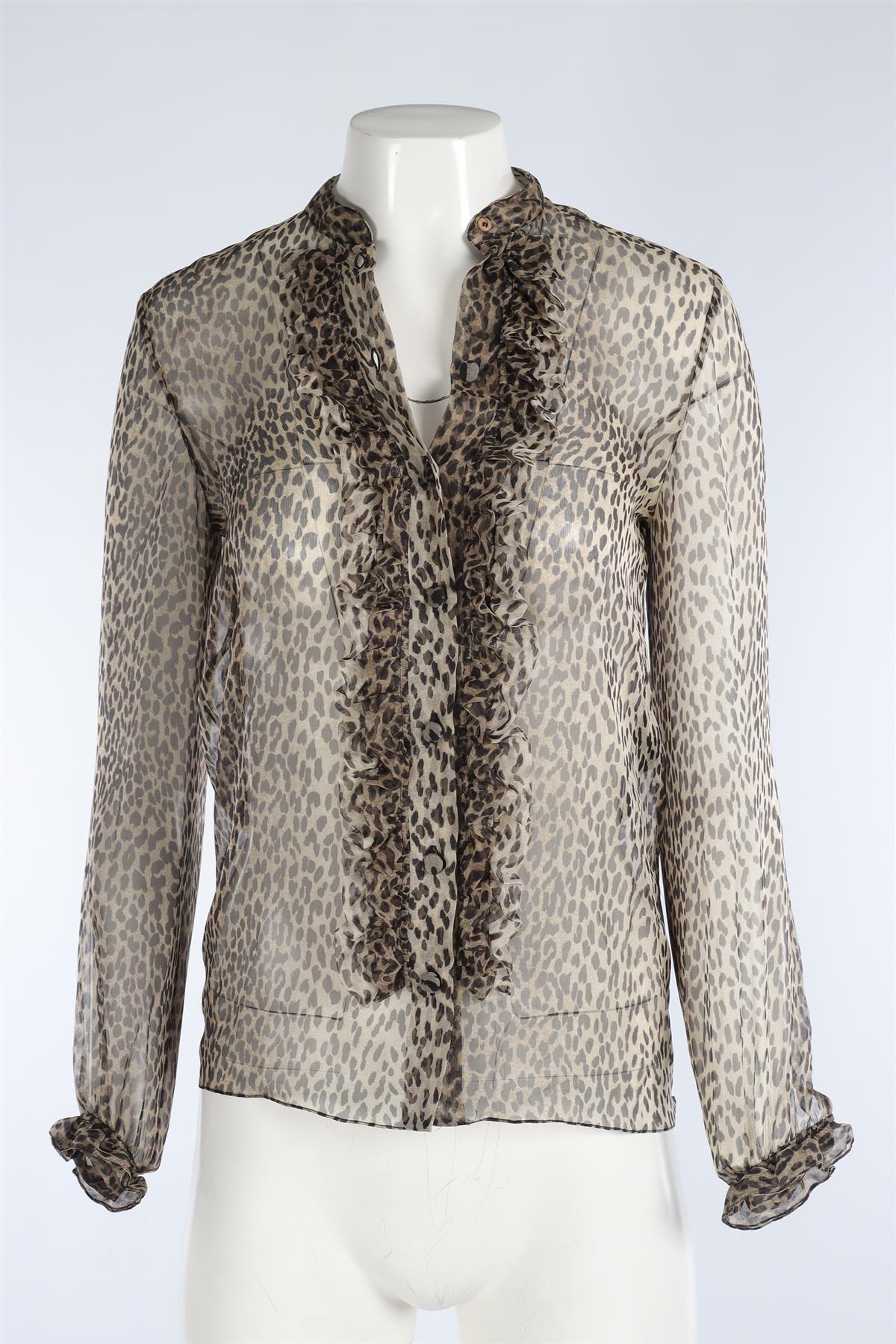 SAINT LAURENT BROWN SILK SHIRT FR 36 UK 6