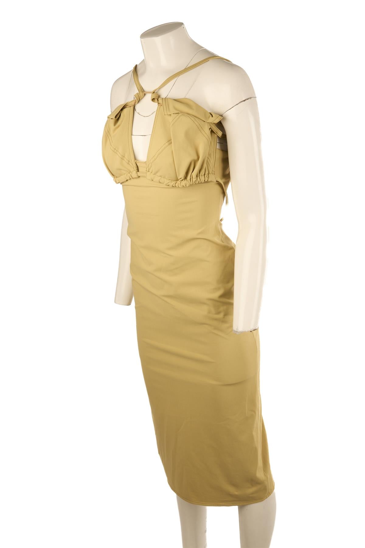 JACQUEMUS GREEN COTTON MIDI DRESS FR 34 UK 6