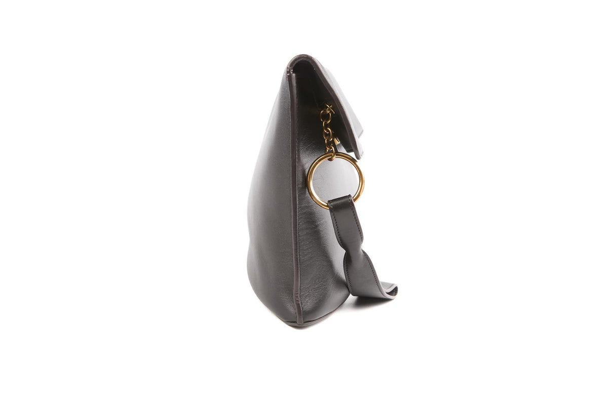 CELINE BLACK CURVE LEATHER CLUTCH