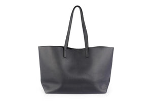 SAINT LAURENT NAVY SHOPPING E/W LEATHER TOTE BAG