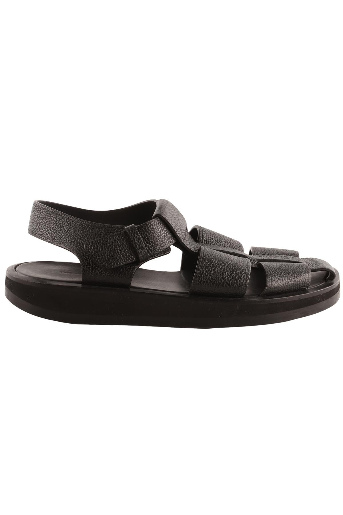 THE ROW BLACK FISHERMAN LEATHER SANDALS EU 38 UK 5 US 8