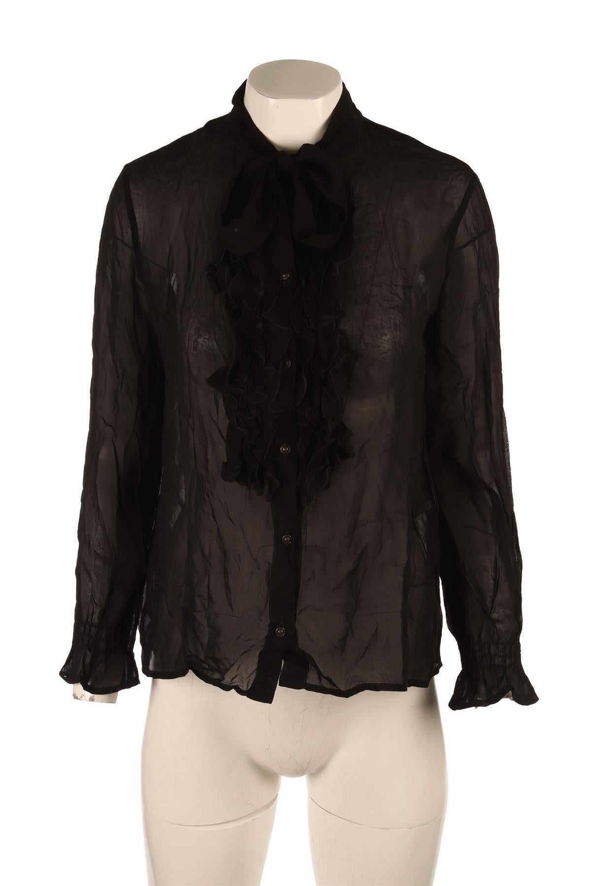 JUST CAVALLI BLACK CREPE SHIRT IT 42 UK 10