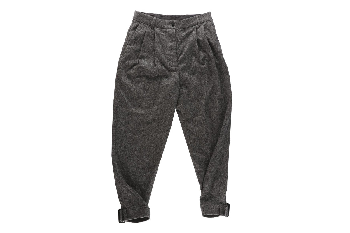 BURBERRY GREY WOOL TAPERED PANTS UK 6