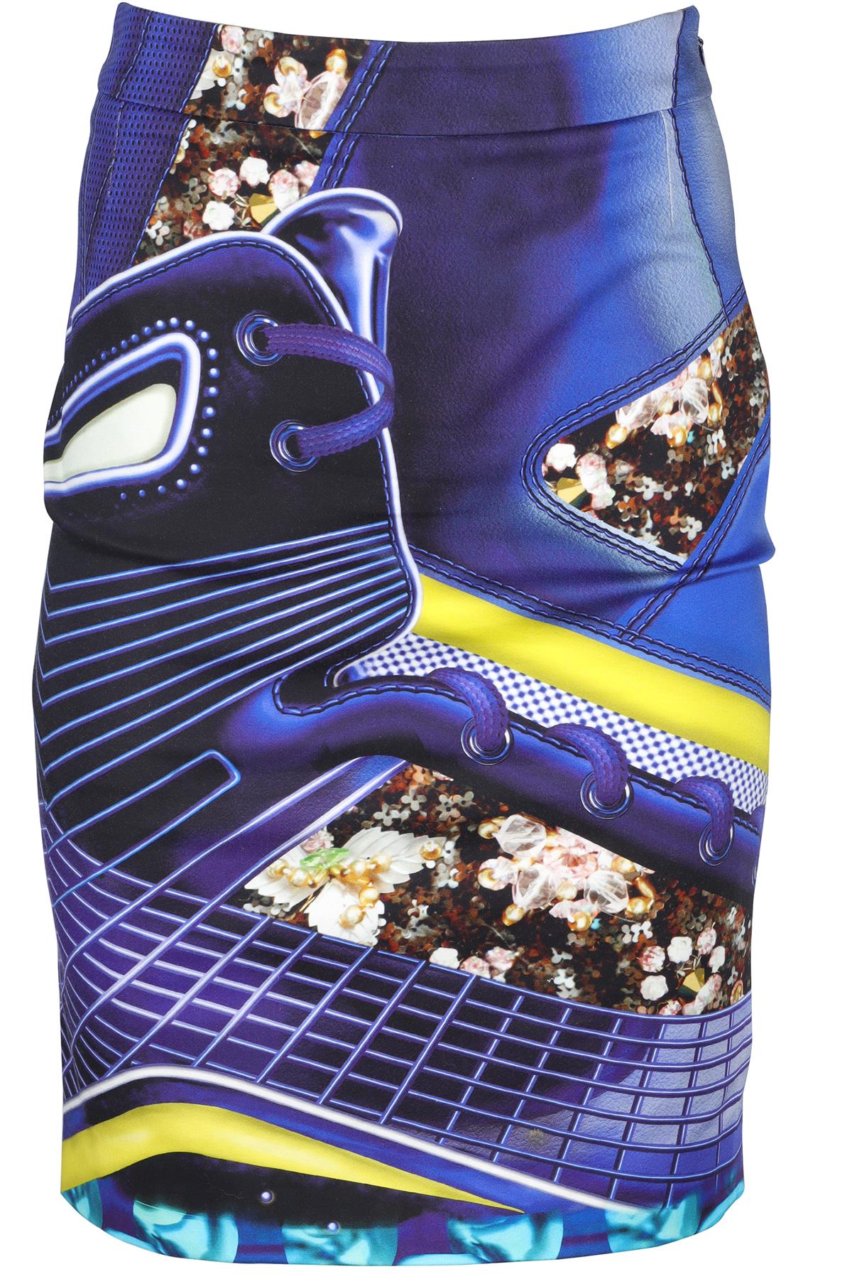 MARY KATRANTZOU BLUE SATIN MINI SKIRT UK 8
