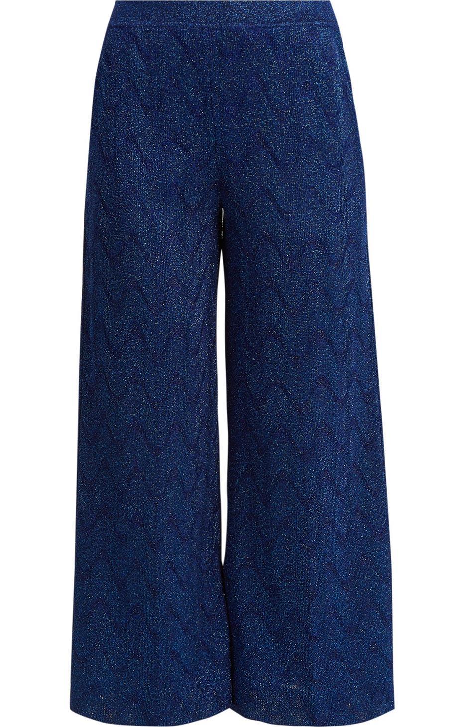 MISSONI BLUE KNIT WIDE LEG PANTS IT 40 UK 8