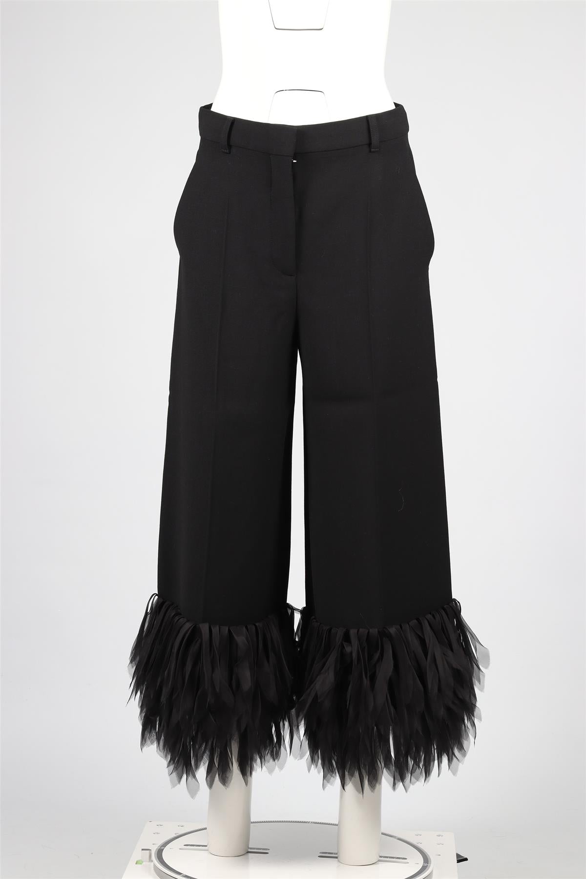 STELLA MCCARTNEY BLACK CREPE WIDE LEG PANTS IT 42 UK 10