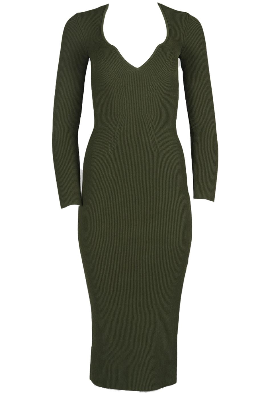 KHAITE RIBBED KNIT MIDI DRESS SMALL
