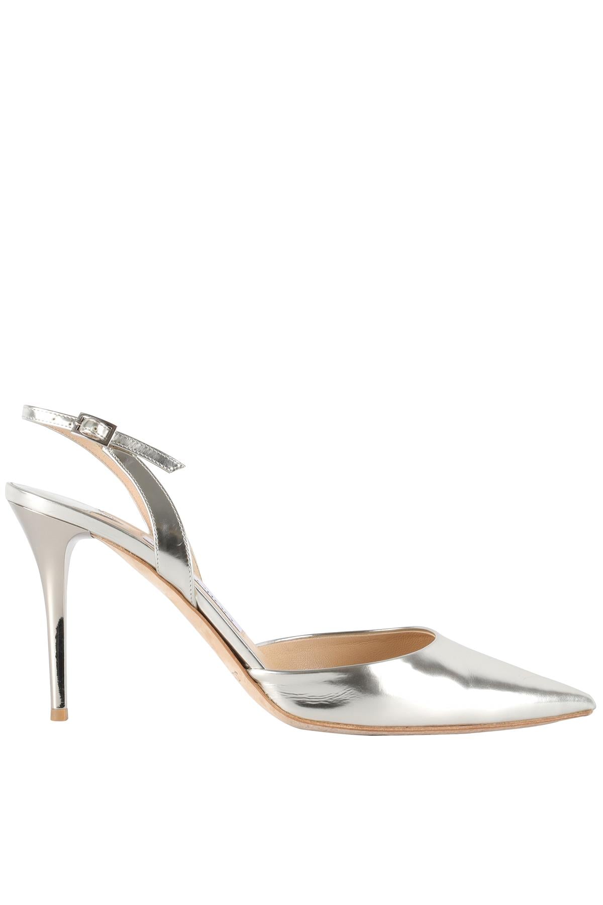 JIMMY CHOO SILVER LEATHER SLINGBACK PUMPS EU 38.5 UK 5.5 US 8.5
