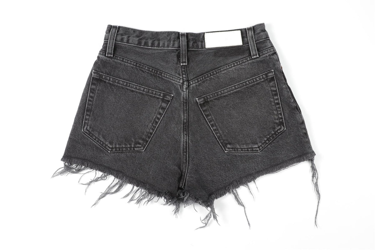 RE/DONE GREY HIGH RISE DENIM SHORTS W24 UK 6
