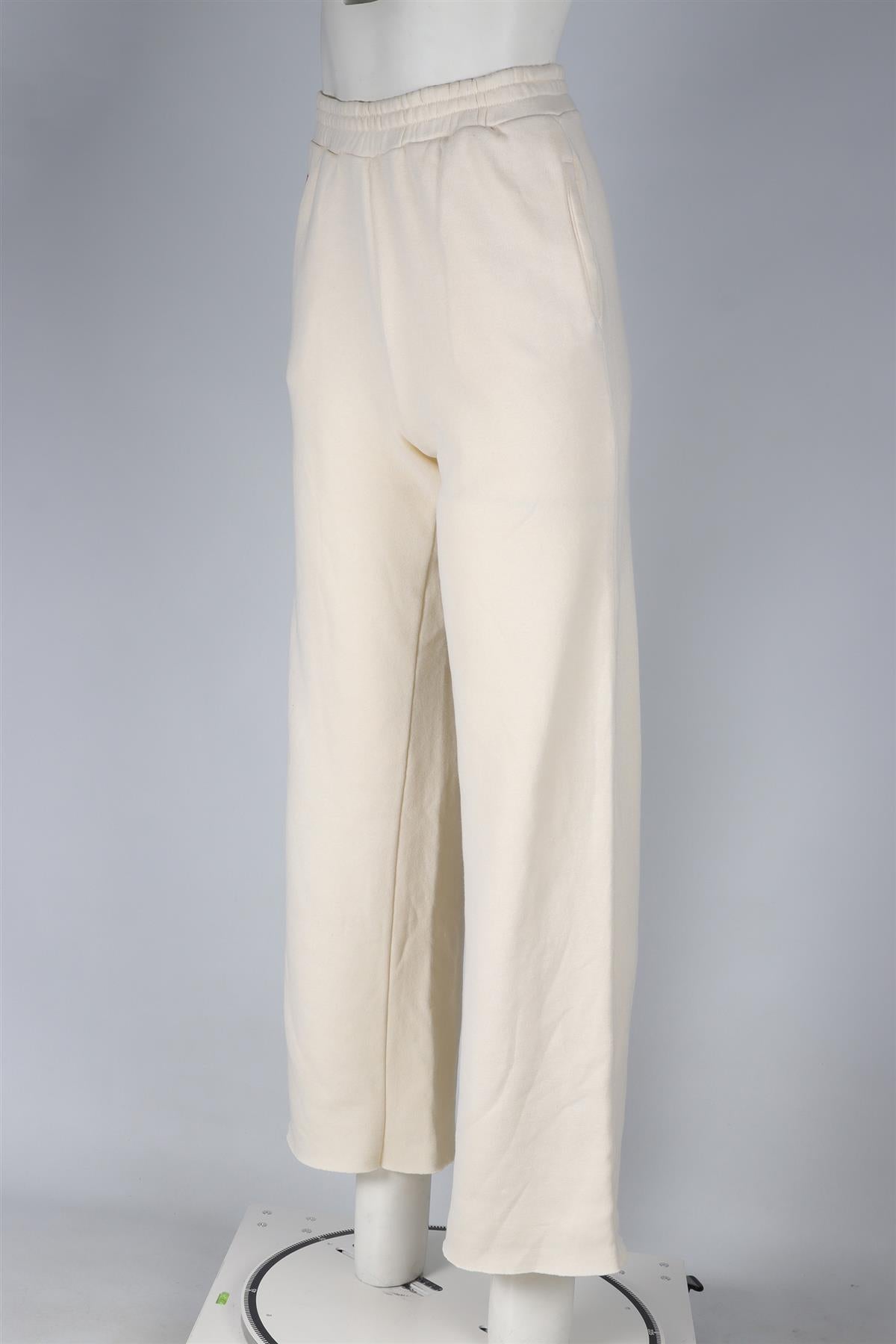 AVIATOR NATION CREAM COTTON TRACK PANTS XSMALL