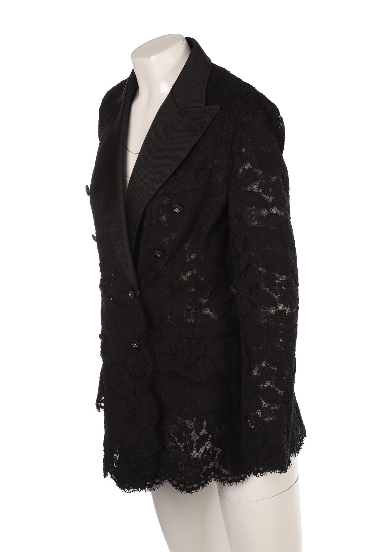 DOLCE & GABBANA BLACK LACE BLAZER IT 44 UK 12