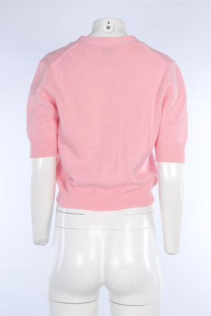 ALLUDE PINK COTTON CARDIGAN LARGE