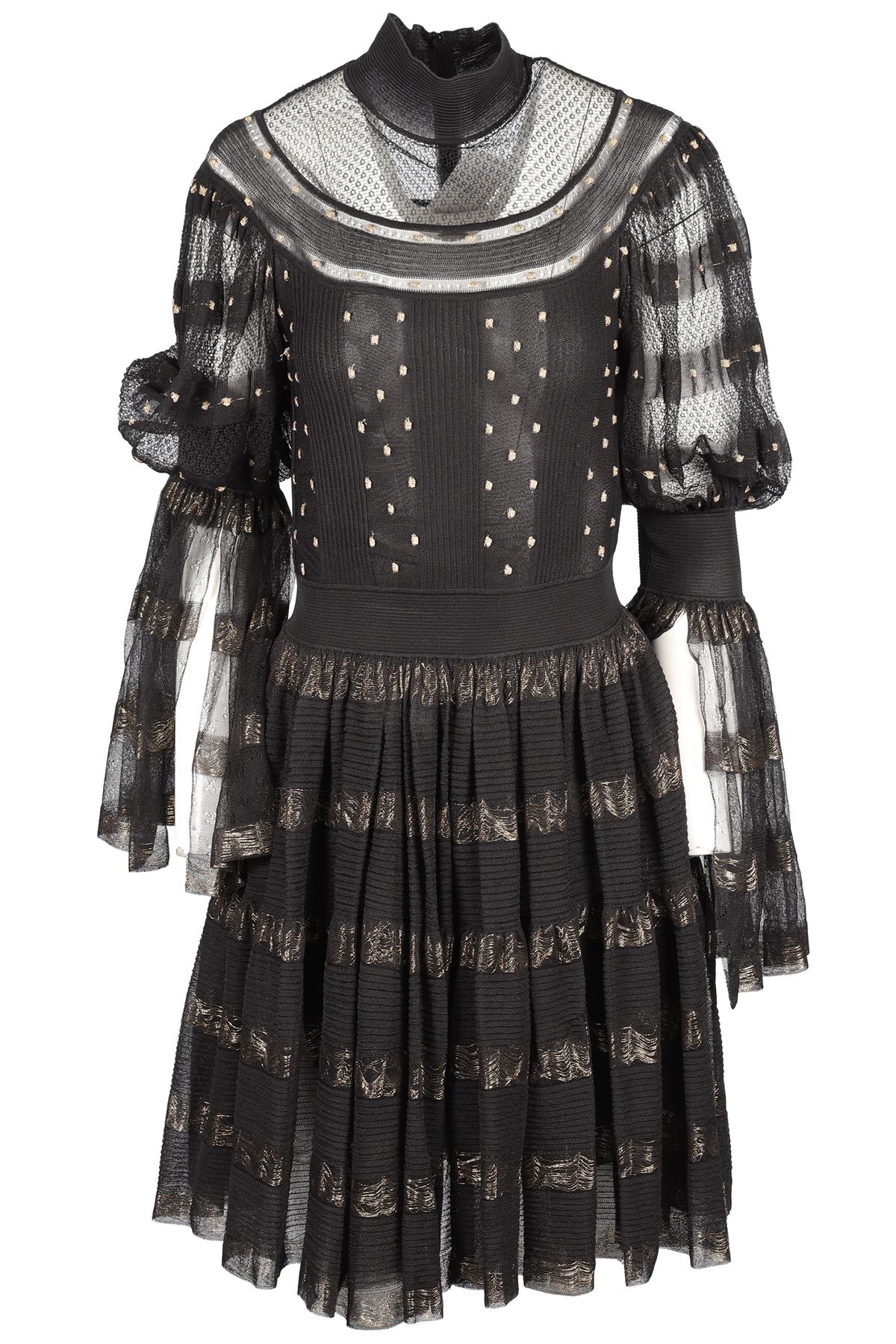 ALEXANDER MCQUEEN BLACK KNIT MINI DRESS MEDIUM