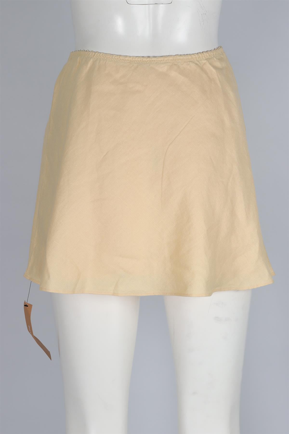 REFORMATION YELLOW LINEN MINI SKIRT SMALL