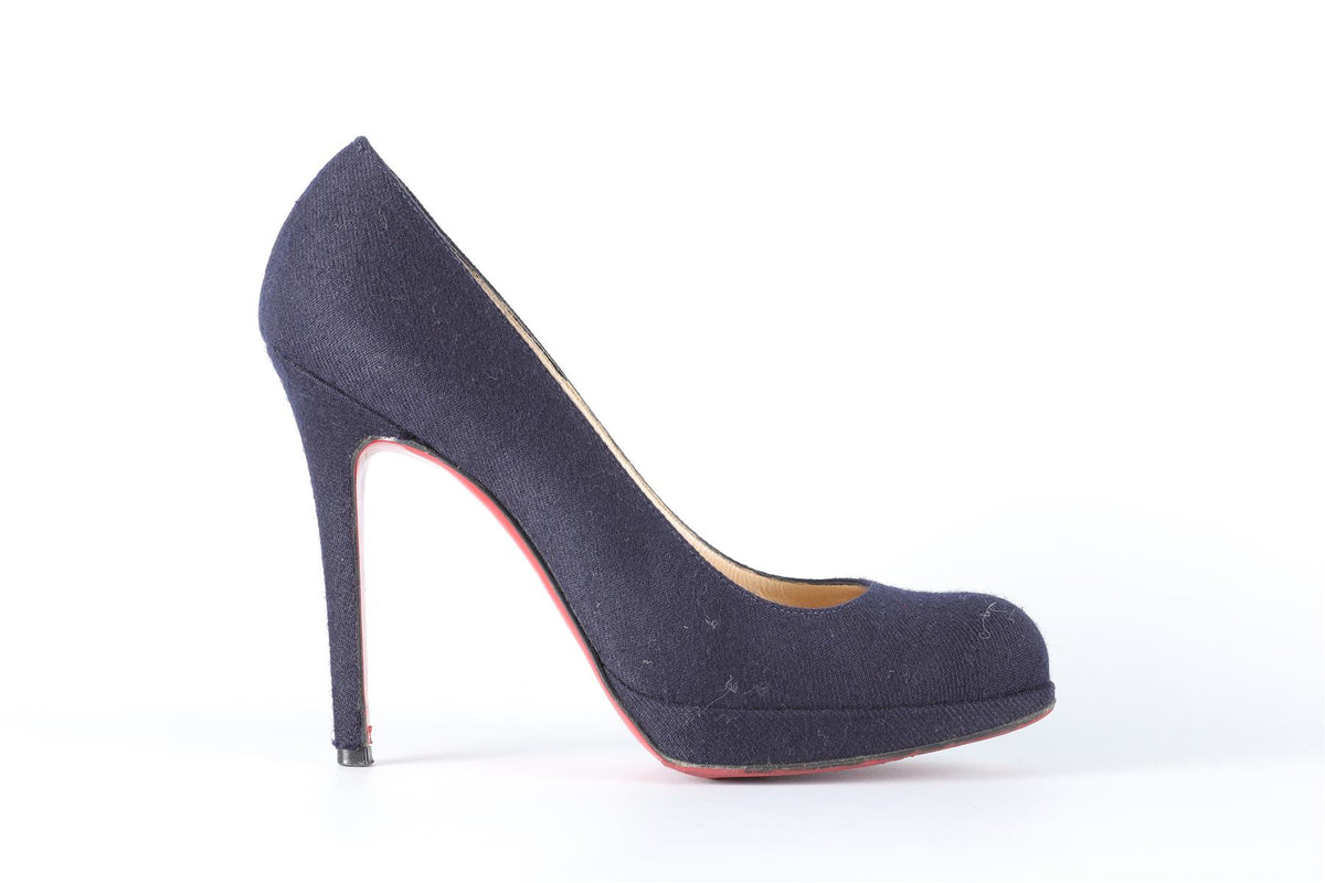 CHRISTIAN LOUBOUTIN NAVY FELT PUMPS EU 37.5 UK 4.5 US 7.5