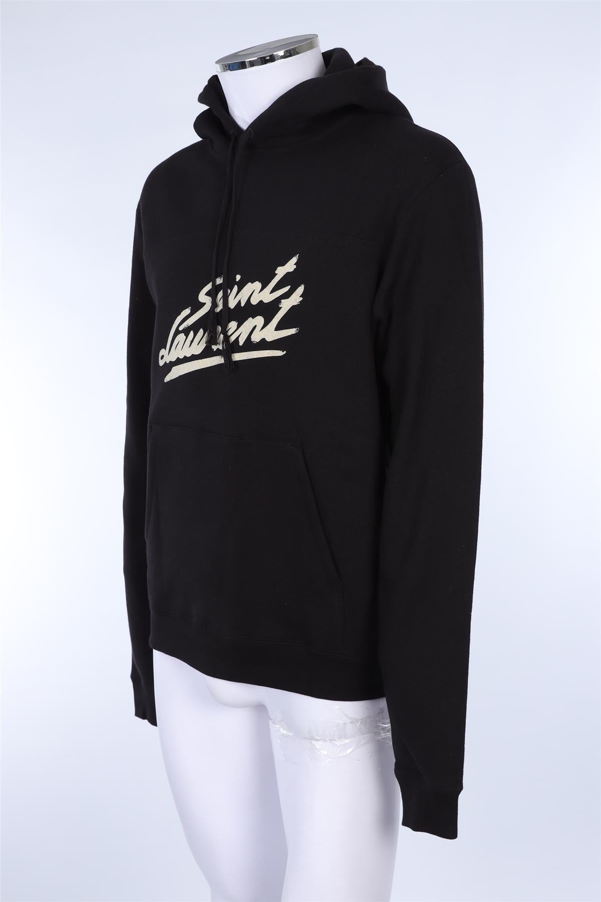 SAINT LAURENT BLACK MEN'S COTTON HOODIE LARGE