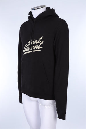 SAINT LAURENT BLACK MEN'S COTTON HOODIE LARGE